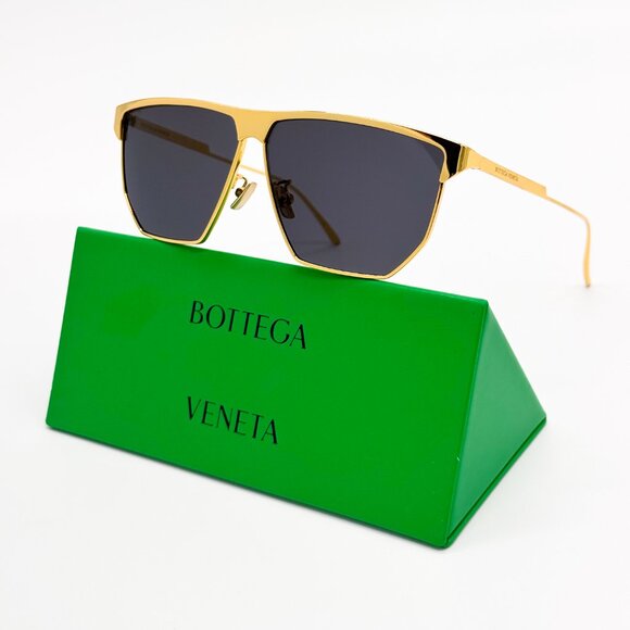 NEW BOTTEGA VENETA BV1069S 001 GOLD GREY UNISEX SUNGLASSES BOTTEGA VENETA - Picture 1 of 14